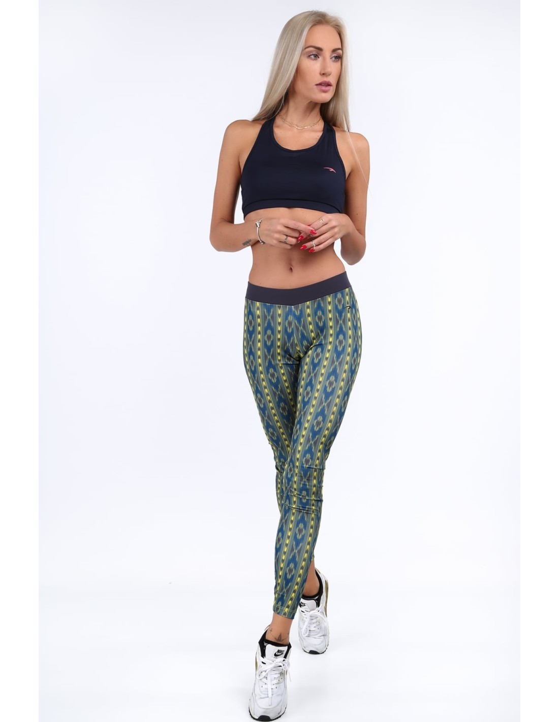 Yellow sports leggings with patterns MR11514 - Online store - Boutique